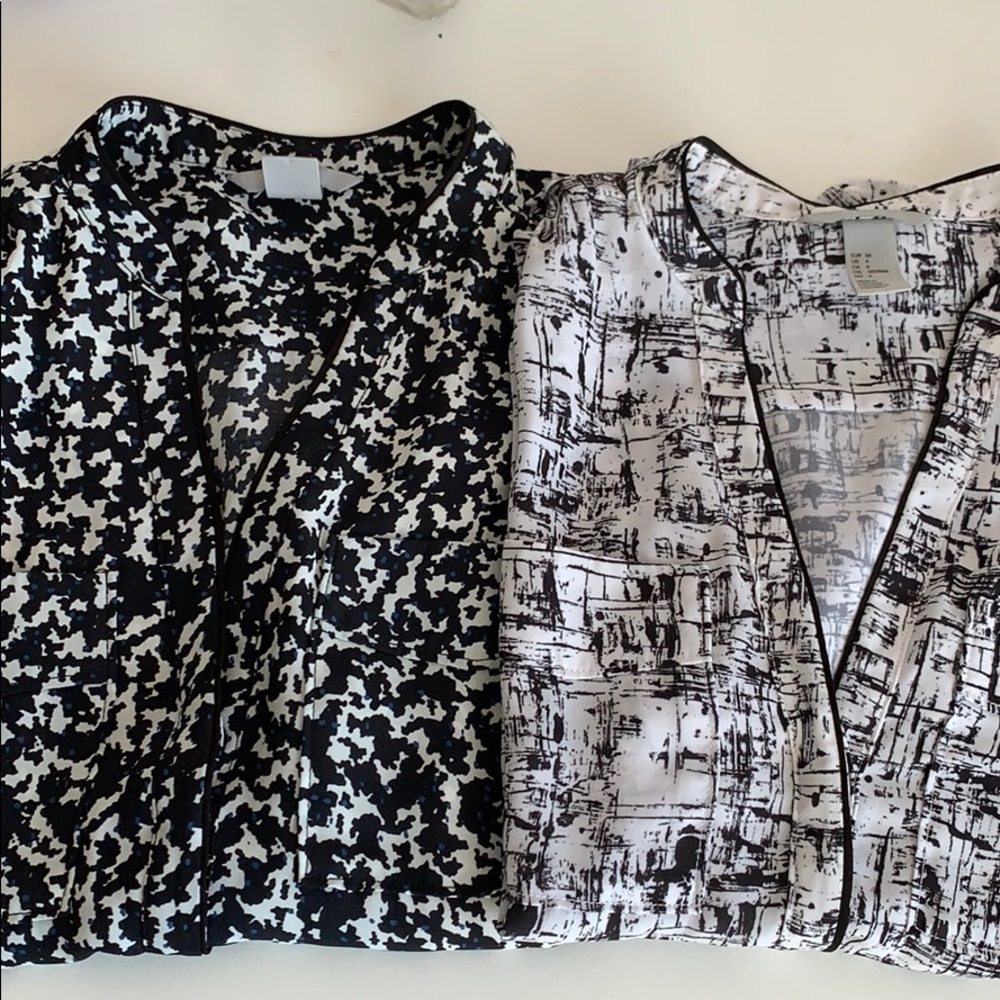 H&M 2 Work Shirts Black/White Pattern Size 6